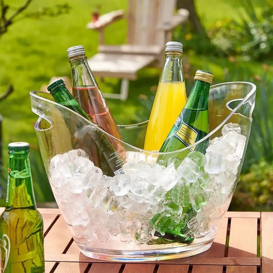 4L/8L Clear Plastic Ice Bucket or Champagne Bottles Ice Cooler Bar Decor for Home Kitchen Bar Cafe Use