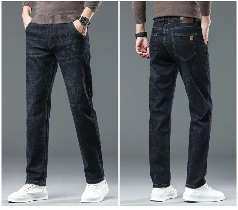 2024 New Straight Baggy Jeans Ultra-thin Comfortable Business Male Trousers Casual Blue Black Classic Denim Pants