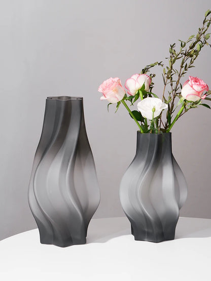 Luxury Nordic Minimalist Style Frosting Glass Vase Classic Home Living Room Decoration Stand For Flowers Decorative Vases Modern