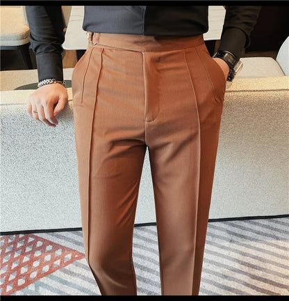 High Quality Men's Suit Pants Solid Color England Style Slim Fit Smart Casual Trousers Men Spring Autumn Fashion Suit Pants Man