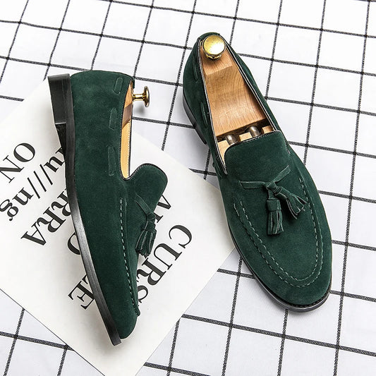 2023 New Fashion Stripe Patchwork Leather Shoe Handmade Wedding Party Shoes Men Loafers Oxford Shoes  Mens Dress Shoes Big Size