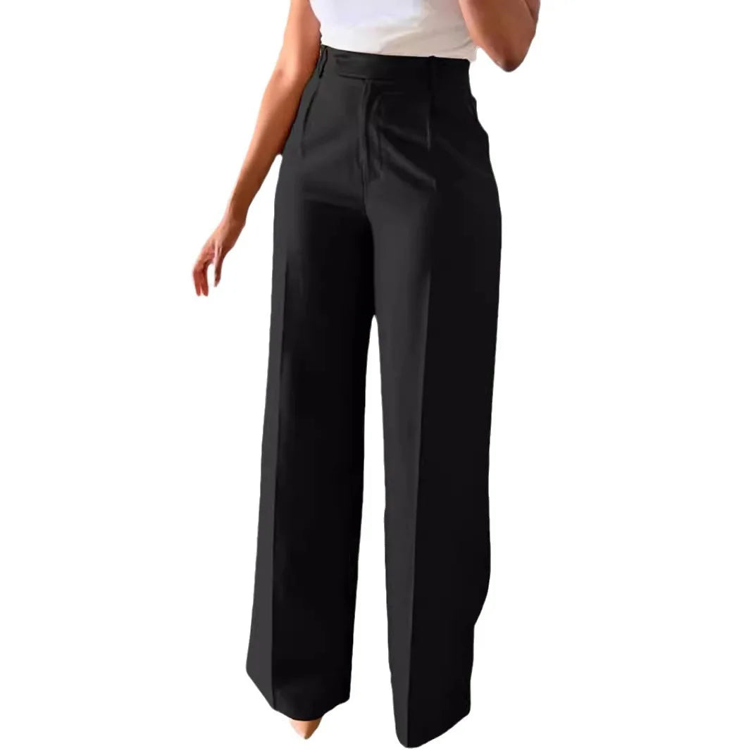 New Commuting High Waist Hanging Straight Leg Wide Leg Casual Formal Women's Pants