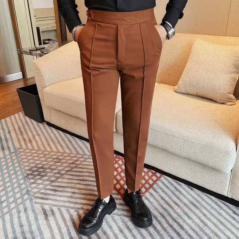 High Quality Men's Suit Pants Solid Color England Style Slim Fit Smart Casual Trousers Men Spring Autumn Fashion Suit Pants Man