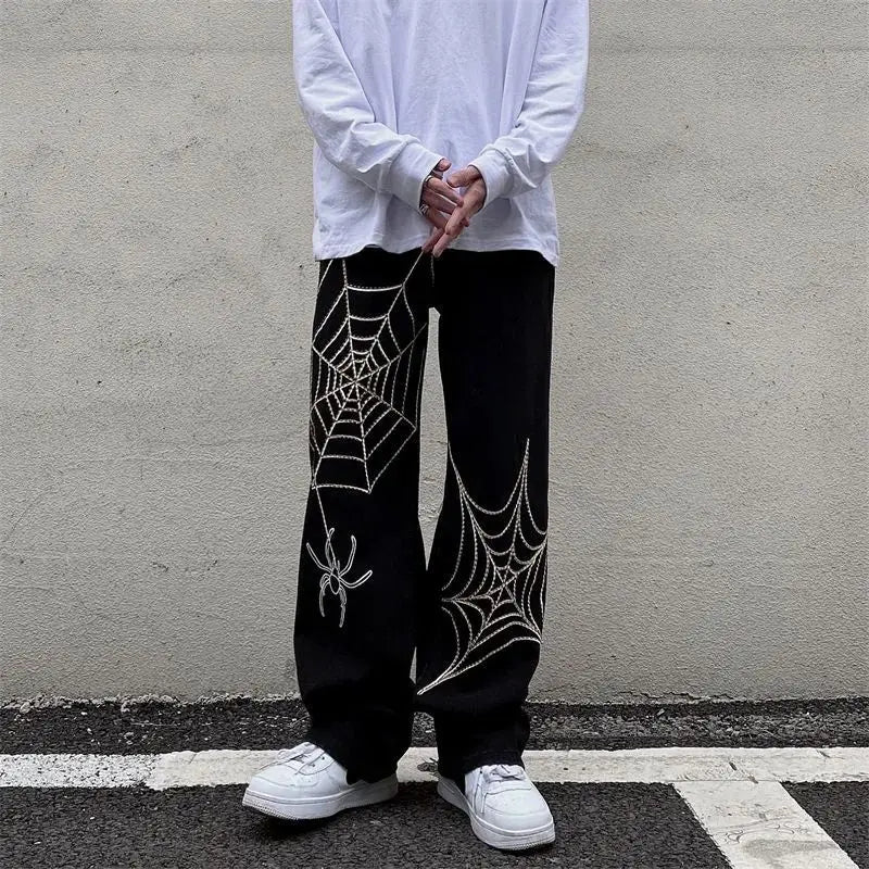 Streetwear Black Y2k Baggy Pants Men Anime Wide leg Sweatpants Male Oversize Techwear Print Straight Trousers 2023 New