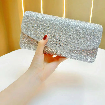 Women's Dinner Wedding Bag Studded Diamond Shoulder Crossbody Sequin Clutch Bag