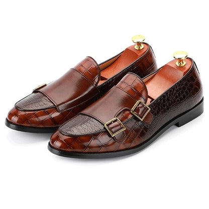 Man Crocodile Grain Microfiber Leather Casual Shoes Mens Buckle Party Wedding Loafers Comfortable Moccasins Driving Flats