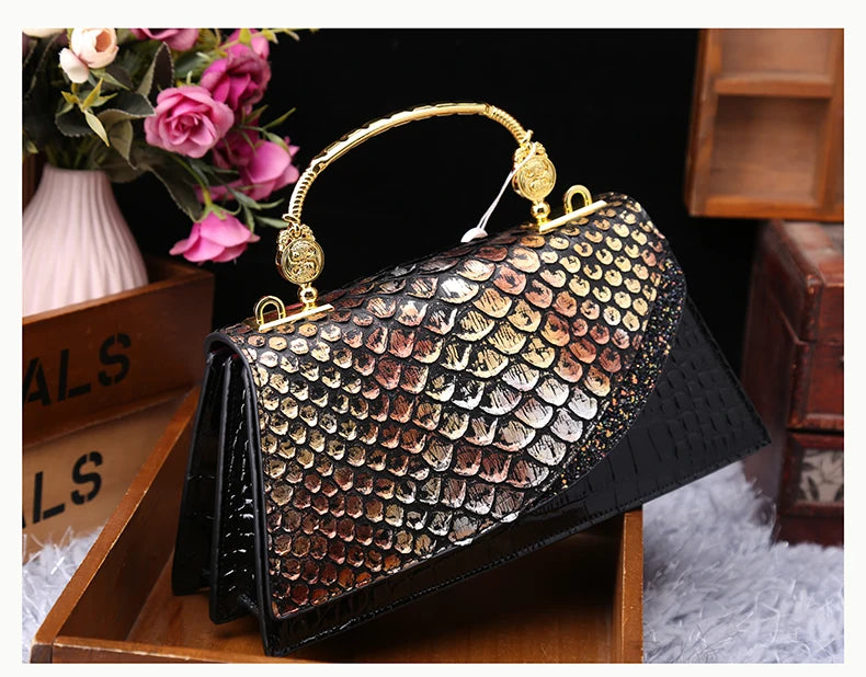 Fashion Brand Genuine Leather Women's Handbags 2024 New Crocodile Pattern Shoulder Crossbody Bag Lady Party Messenger Shell Bags