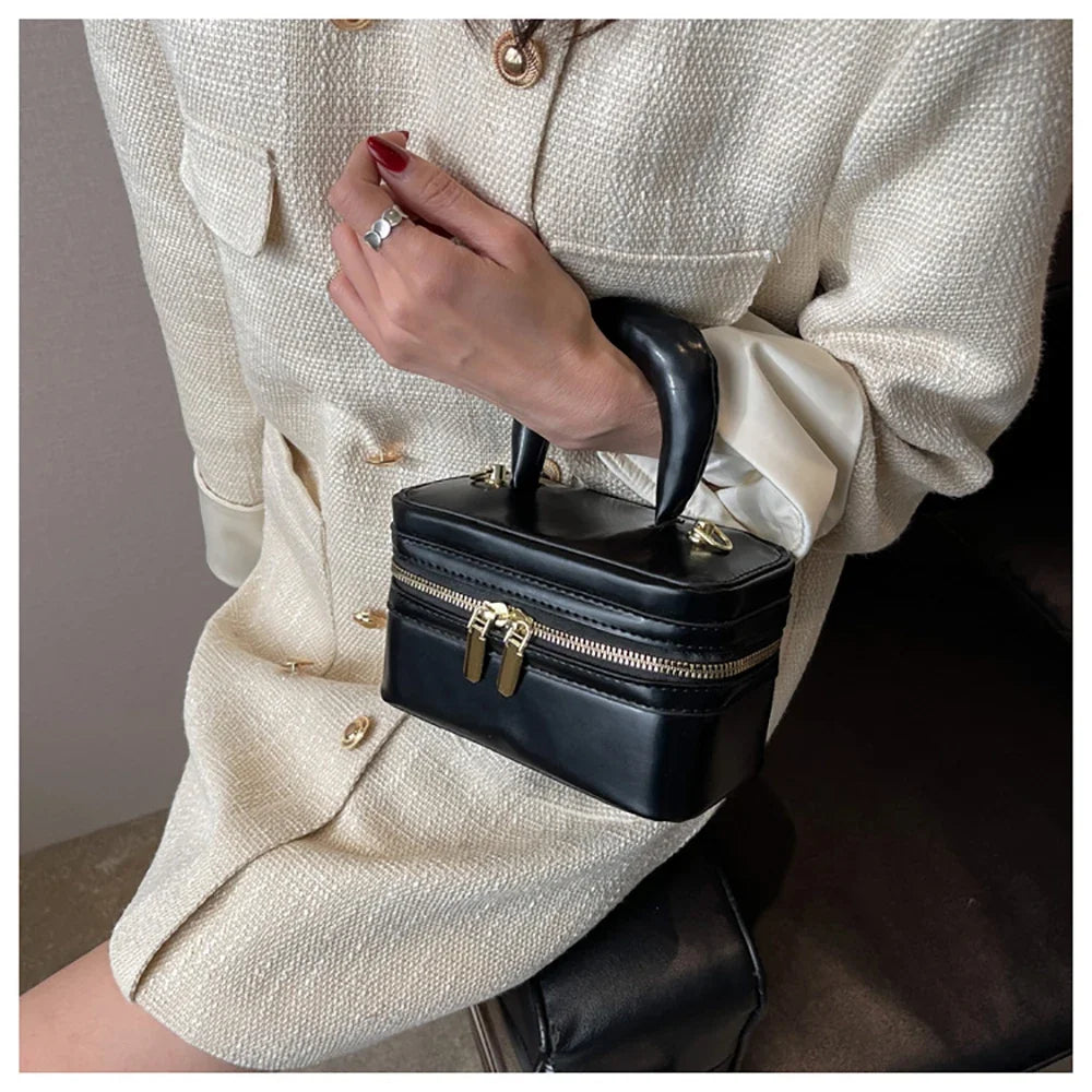 Light Luxury Design Sense Mini Crossbody Bag Korean Solid Oil Wax Leather High-end Texture Handbag Women Simple Small Square Bag