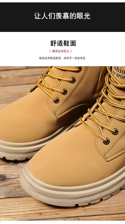 Platform Boots Men Dress Booty Man Men's Leather Winter Shoes Casual Sneakers Men's Safety Shoe Brown Boot High Heel Ankle Boots