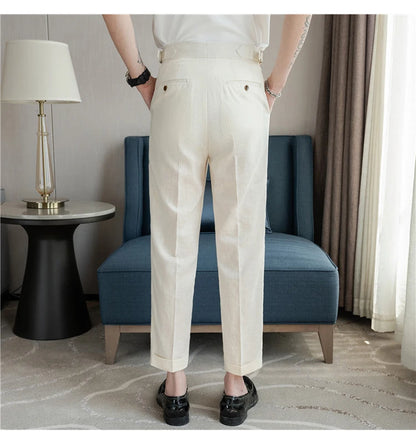 Men's Summer Pants Fashion Naples Cotton&Linen Breathable Dress Pants For Men All Match Casual Straight Men's Trousers Formal