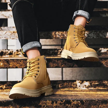 Platform Boots Men Dress Booty Man Men's Leather Winter Shoes Casual Sneakers Men's Safety Shoe Brown Boot High Heel Ankle Boots