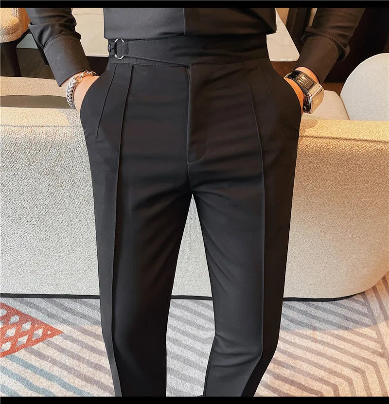 High Quality Men's Suit Pants Solid Color England Style Slim Fit Smart Casual Trousers Men Spring Autumn Fashion Suit Pants Man