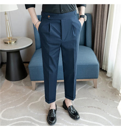 Men's Summer Pants Fashion Naples Cotton&Linen Breathable Dress Pants For Men All Match Casual Straight Men's Trousers Formal