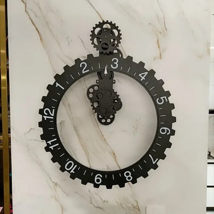 Large Creative Gear Clock Mechanical Retro Hanging Mute Clocks Mechanical Style Living Room Bedroom Wall Retro Decoration