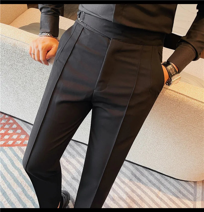 High Quality Men's Suit Pants Solid Color England Style Slim Fit Smart Casual Trousers Men Spring Autumn Fashion Suit Pants Man