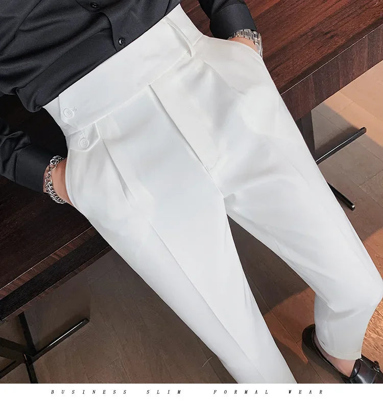 Men's Nine-Point Two-Piece Suit Pants Loose Fit Business Casual Straight Leg Lightweight Trousers Anti-Wrinkle Smooths Your Silh