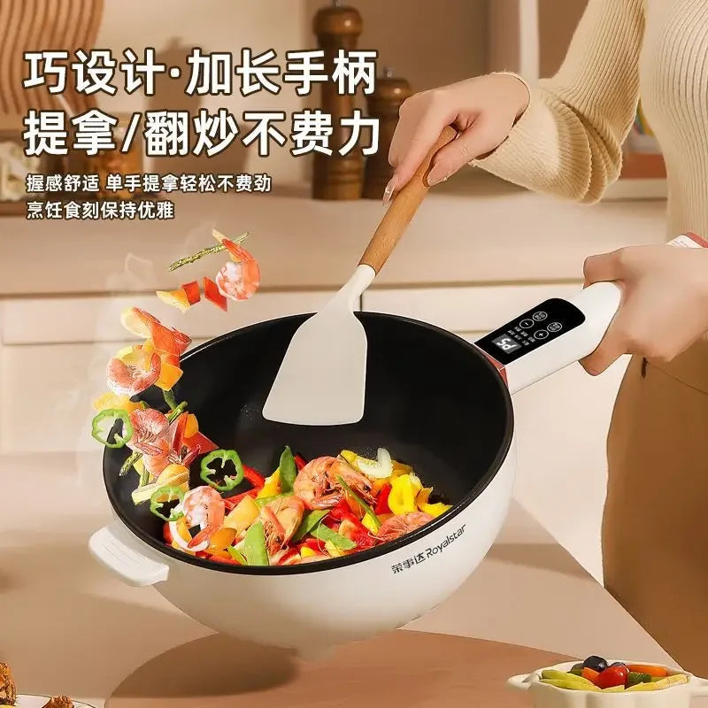 Electric wok, integrated stir-fry, multi-functional electric cooker, high-power frying, steaming, and cooking electric hot pot