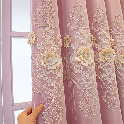 Embossed 3D Embroidered Luxury Double Layer Curtains for Living Room Bedroom Dining Elegant High Shading Coffe Windows Drapes