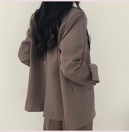 Fashion 2024 Spring and Autumn Small Suit Retro jacket slim 2-piece Set For Women Korean Style Casual Top and Pants Suit