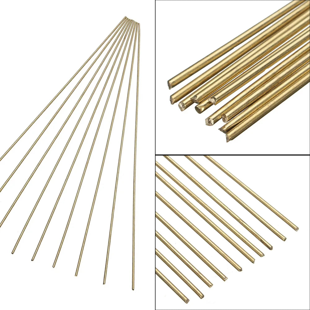 10Pcs Brass Round Bar Welding Solder Rods 250mmx1.6mm Sifbronze Brazing Welder Rods K Gold Platinum DIY Material Welding Tool