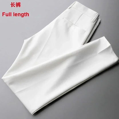 2023 Drape Trousers Trousers Men's Straight Slim Casual White Pants Men's Suit Anti-wrinkle High-grade Nine-point Pants