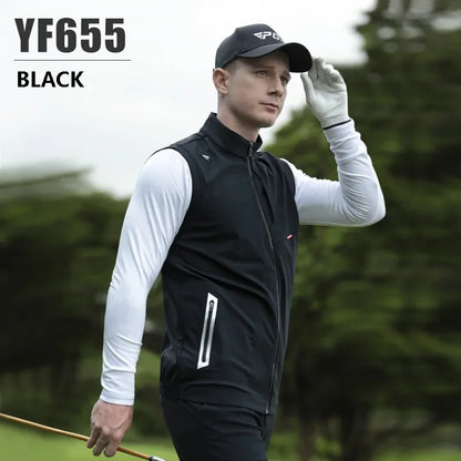 PGM Men Windproof Golf Vest Male High Elastic Sleeveless Sport Jackets Men Waterproof Full Zipper Casual Vest Leisure Waistcoats