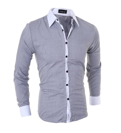 Men Long Sleeve Shirt 2024 Spring Striped Shirts Slim Fit Male Casual Social Patchwork Shirt Turn-down Collar Camisa Masculina