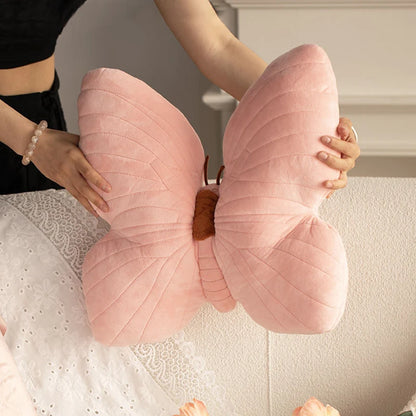 Butterfly Pillow Throwing Pad Short Plush Cushion Cute Girl Pink Toy for Bedroom Sofa Home Decoration Home Textile Cushion