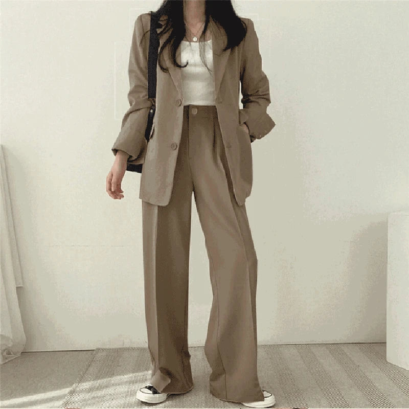 Fashion 2024 Spring and Autumn Small Suit Retro jacket slim 2-piece Set For Women Korean Style Casual Top and Pants Suit