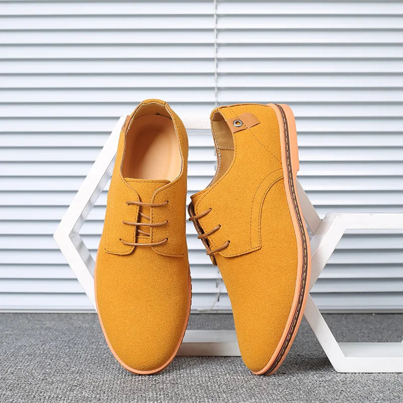 2023 Spring Suede Leather Men Shoes Oxford Casual Shoes Classic Sneakers Comfortable Footwear Dress Shoes Large Size Flats