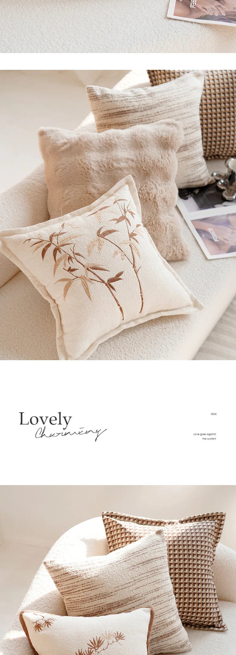 30X50/45x45CM Embroidered Bamboo Leaf Throw Pillow Cover Stamping Waist Cushion Cover Decor Home Decorative Pillowcase