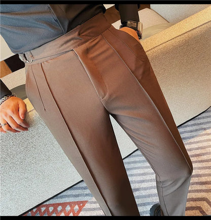 High Quality Men's Suit Pants Solid Color England Style Slim Fit Smart Casual Trousers Men Spring Autumn Fashion Suit Pants Man