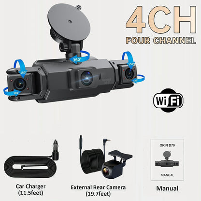 Caméra de tableau de bord de voiture 4CH boîte noire 4*1080P avec GPS WIFI caméra de tableau de bord enregistreur de conduite Vision nocturne moniteur de stationnement accessoires de voiture