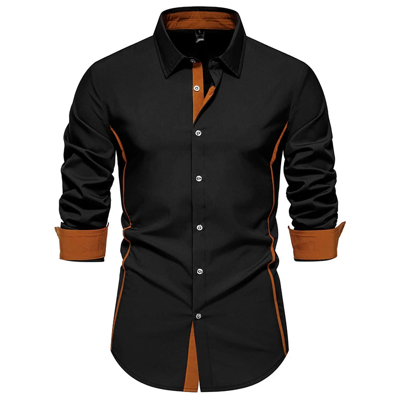 Men Shirts Europe Size New Arrivals Slim Fit Male Shirt Solid Long Sleeve British Style Cotton Men's Shirt Office