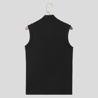 2024 Men Tank Tops Solid Color V Neck Sleeveless Summer Streetwear Male Vests Fitness Fashion Casual Men Clothing S-5XL INCERUN