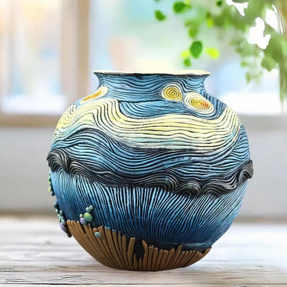 Unique Flower Vase Resin Star Light Flower Vase Modern Home Decor Potted Plant Container Artistic Planter For Indoor Outdoor