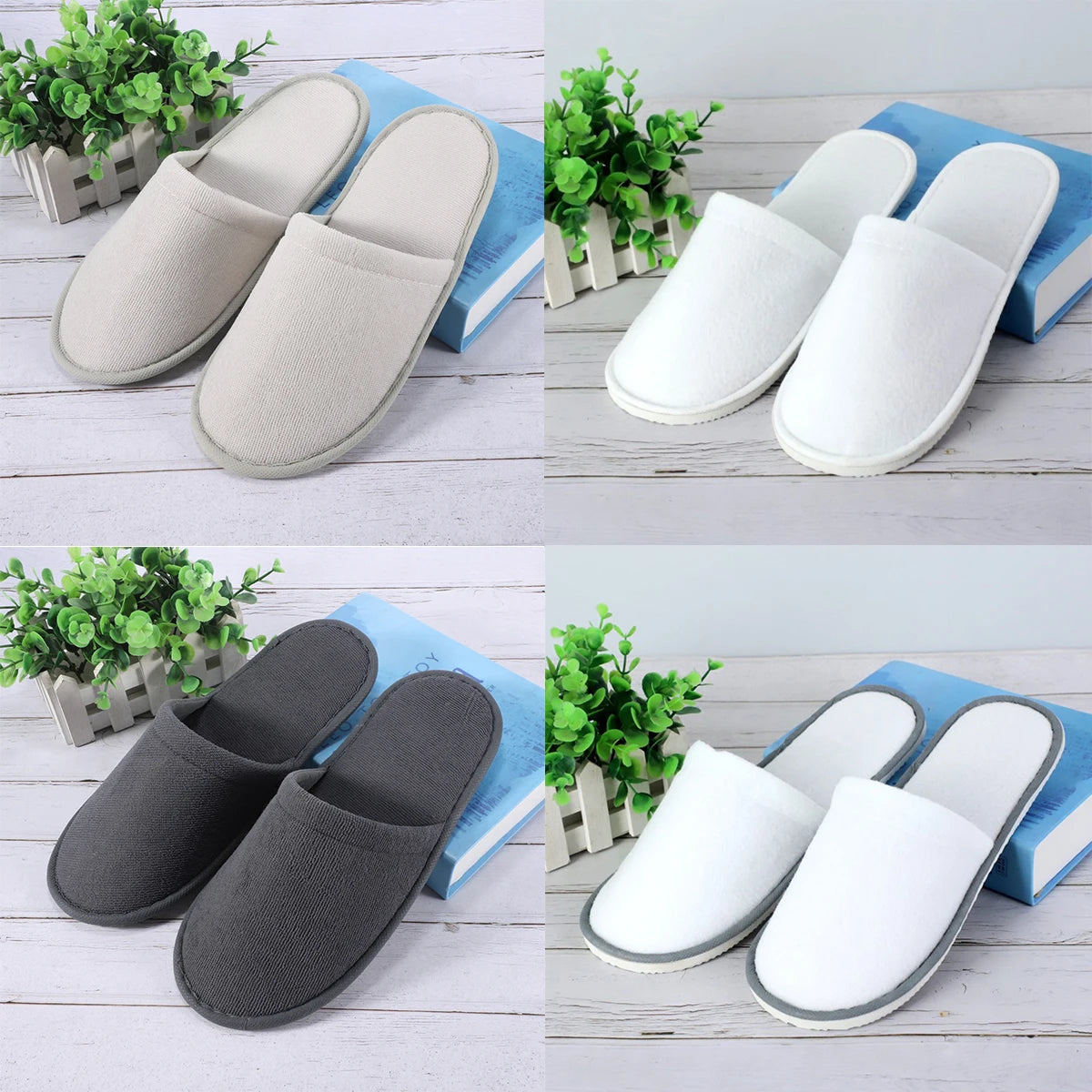 White Cotton Slippers Men Women Hotel Disposable Slides Home Travel Sandals Hospitality Footwear One Size On Sale