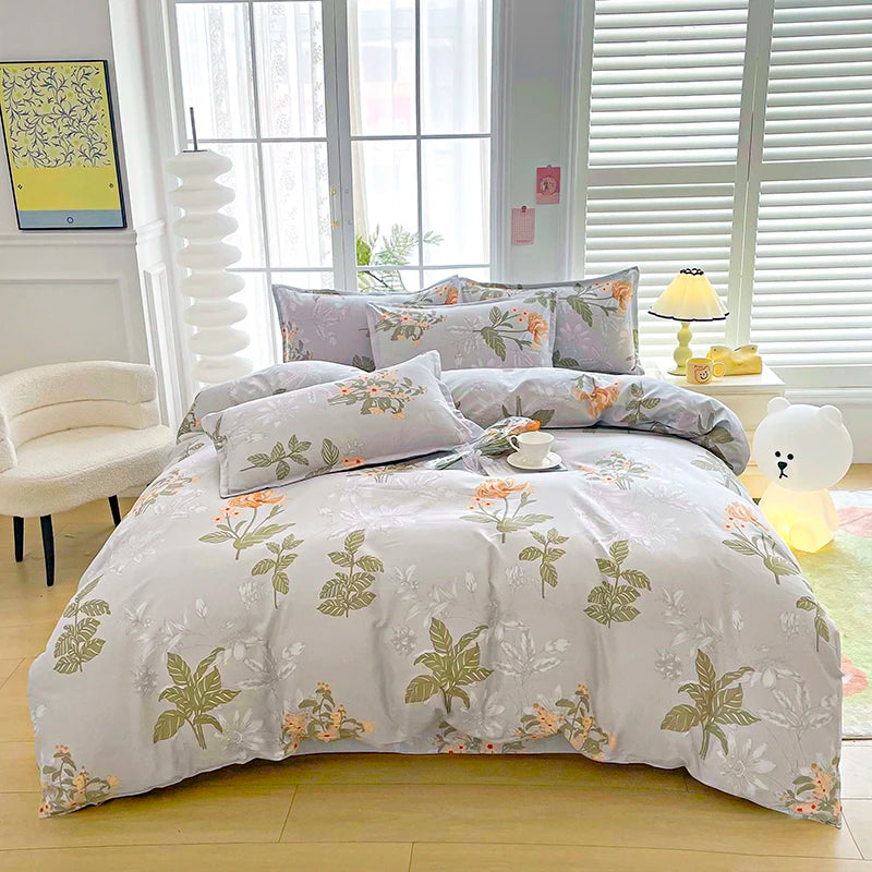 Solstice Bedding Set Duvet Cover Pillowcase Bed Linens Set Green Flowers Quilt Cover Beds Flat Sheet Twin Full Queen King Size