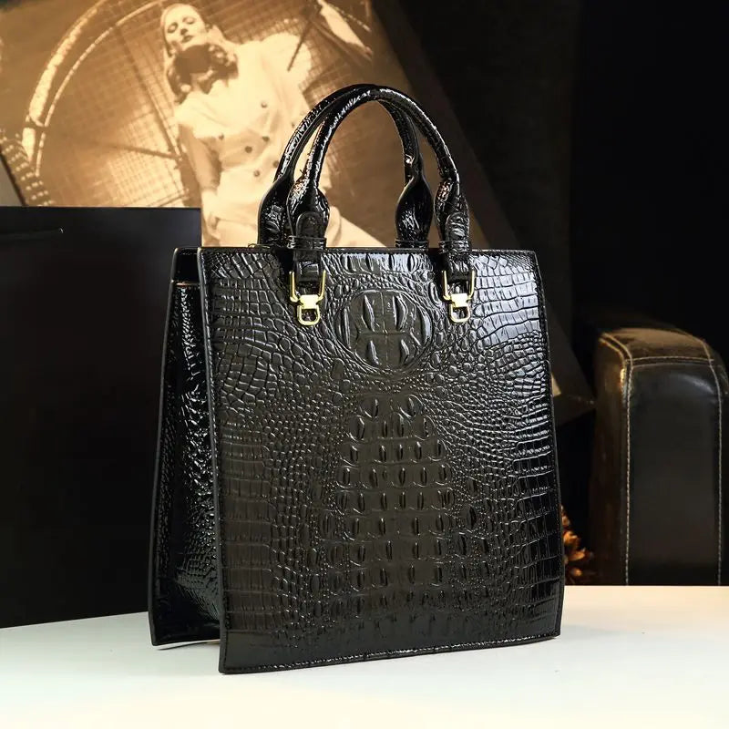 Luxury New Fashion Leather Women Handbags Crocodile Print Middle-aged Lady Mom Bag Leather Woman Bag Single Shoulder Tote Bags