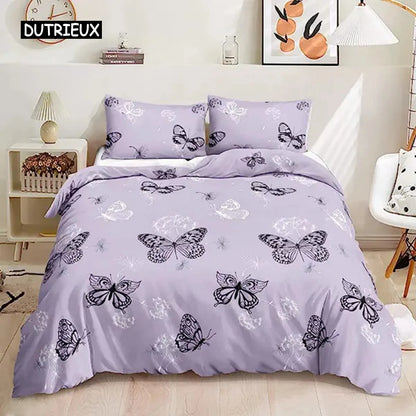 Rainbow Butterfly Duvet Cover Pink Flower Duvet Cover For Kids Bedding Set Kids Boys Girls Teens Comforter Cover For Decorations