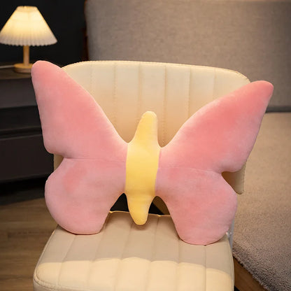 Butterfly Pillow Throwing Pad Short Plush Cushion Cute Girl Pink Toy for Bedroom Sofa Home Decoration Home Textile Cushion