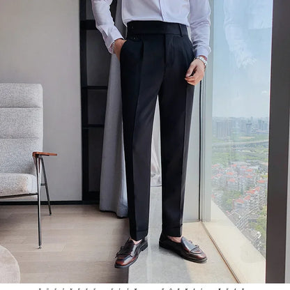 Men's Nine-Point Two-Piece Suit Pants Loose Fit Business Casual Straight Leg Lightweight Trousers Anti-Wrinkle Smooths Your Silh