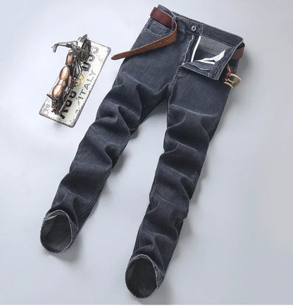 2024 Spring Summer New Style Classic Slim Jeans for Men Korean Fashion Simple Solid Color Straight Skinny Denim Trousers Male