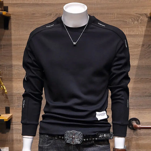 New Korean Style Trend Slim Fit Simple Patchwork Round Neck Pullover Jacket for Men