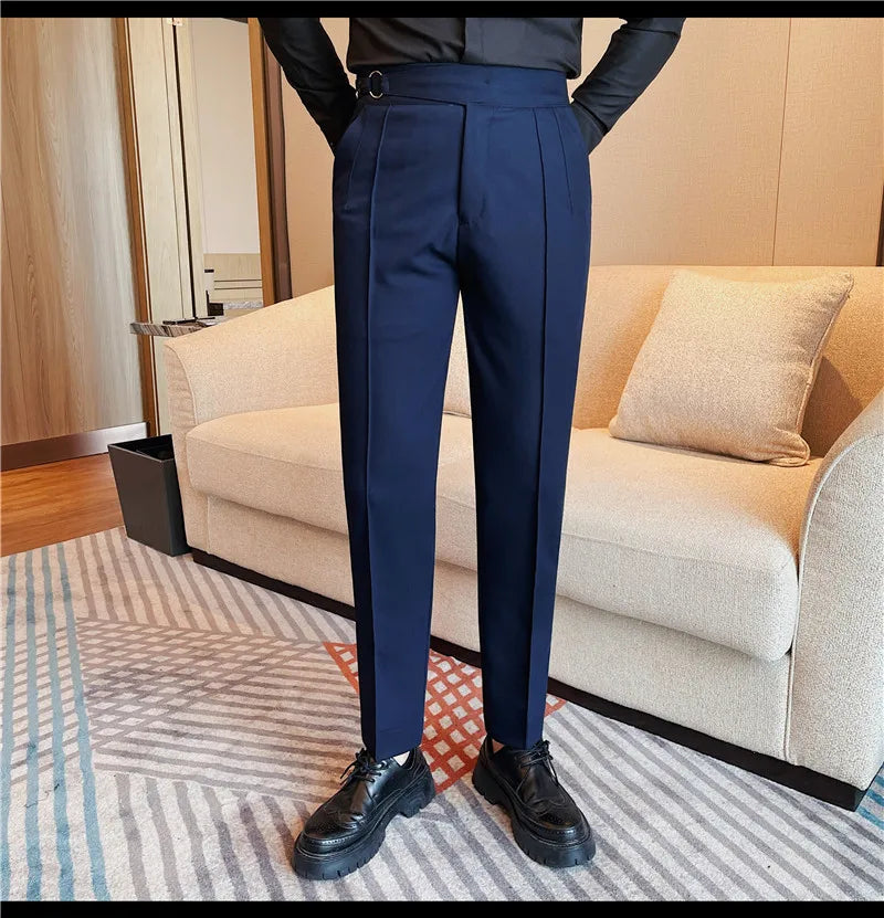 High Quality Men's Suit Pants Solid Color England Style Slim Fit Smart Casual Trousers Men Spring Autumn Fashion Suit Pants Man