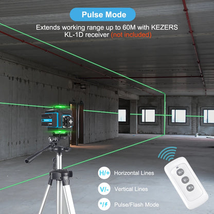 KEZERS Digital Green Laser Level 16 Lines 4D 360 KL4D-03GM 5200mAh Li-ion Battery лазерный уровень Metal Window/Base Suitcase