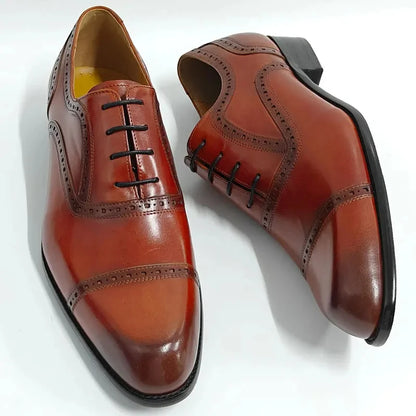 Classic Office Men Shoes Pure Handcrafted Lace-Up High Grade Cowhide Leather Formal Dress Wedding Party Shoes Ideal For Business