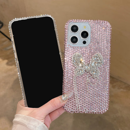 Luxury Diamond Glitter Bowknot Case for iPhone 15 Pro Max 3D Bling Rhinestones Shiny Phone Cover for iPhone 16 14 Plus 11 12 Pro