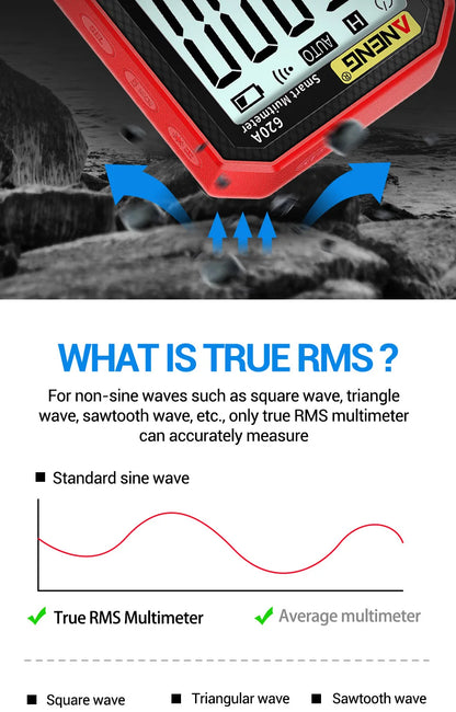 ANENG 620A 6000 Counts Digital Smart Multimeter Transistor Testers True RMS Auto Electrical Capacitance Meter Temp Resistance