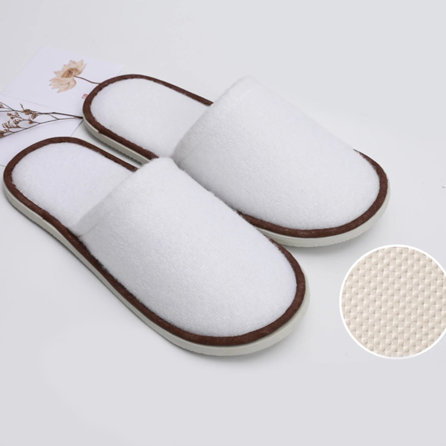 White Cotton Slippers Men Women Hotel Disposable Slides Home Travel Sandals Hospitality Footwear One Size On Sale